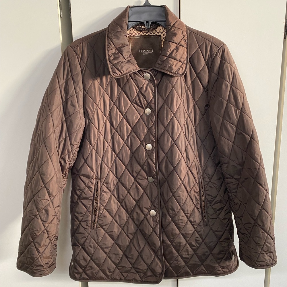 Coach brown quilt puffer jacket